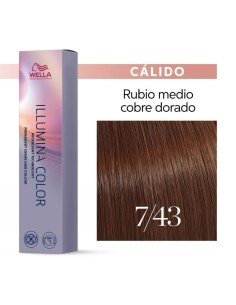 Tinte Wella Illumina Color 7/43 Rubio Medio Cobrizo Dorado 60 ml.