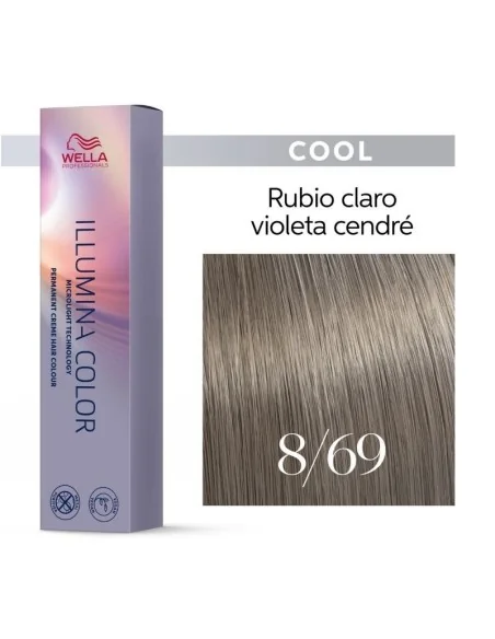 Tinte Wella Illumina Color 8/69 Rubio Claro Violeta Cendré 60 ml.