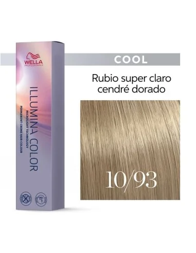Tinte Wella Illumina Color 10/93 Rubio Súper Claro Cendré Dorado 60 ml.