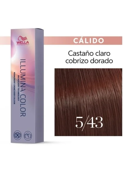 Tinte Wella Illumina Color 5/43 Castaño Medio Cobrizo Dorado 60 ml.