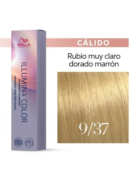 Tinte Wella Illumina Color 9/37 Rubio Muy Claro Dorado Marrón 60 ml.