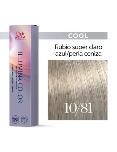Tinte Wella Illumina Color 10/81 Rubio Super Claro Azul/Perla Ceniza 60 ml.