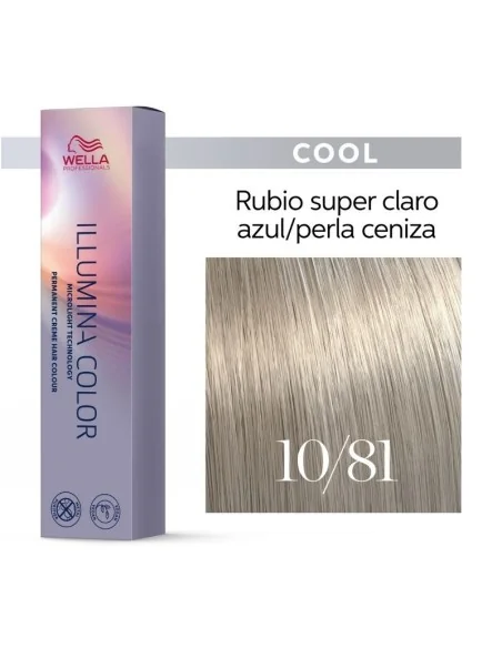 Tinte Wella Illumina Color 10/81 Rubio Super Claro Azul/Perla Ceniza 60 ml.