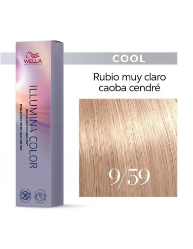 Tinte Wella Illumina Color 9/59 Rubio Muy Claro Caoba Cendré  60 ml.