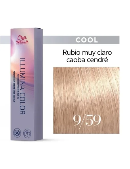 Tinte Wella Illumina Color 9/59 Rubio Muy Claro Caoba Cendré  60 ml.