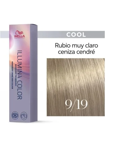Tinte Wella Illumina Color 9/19 Rubio Muy Claro Ceniza Cendré  60 ml.
