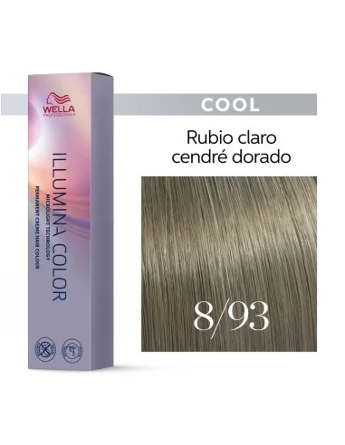 Tinte Wella Illumina Color 8/93 Rubio Claro Cendré Dorado 60 ml.