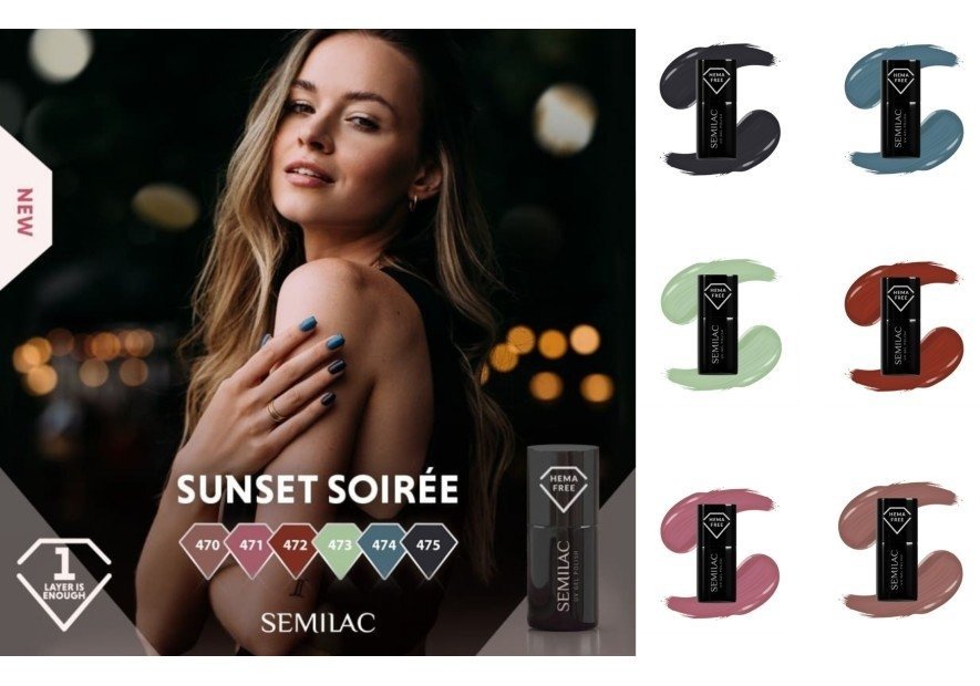 Bienvenidos a la Exquisita Galería de Colores de "SUNSET SOIRÉE" de Semilac: Tu Pase al Glamour Esmaltado